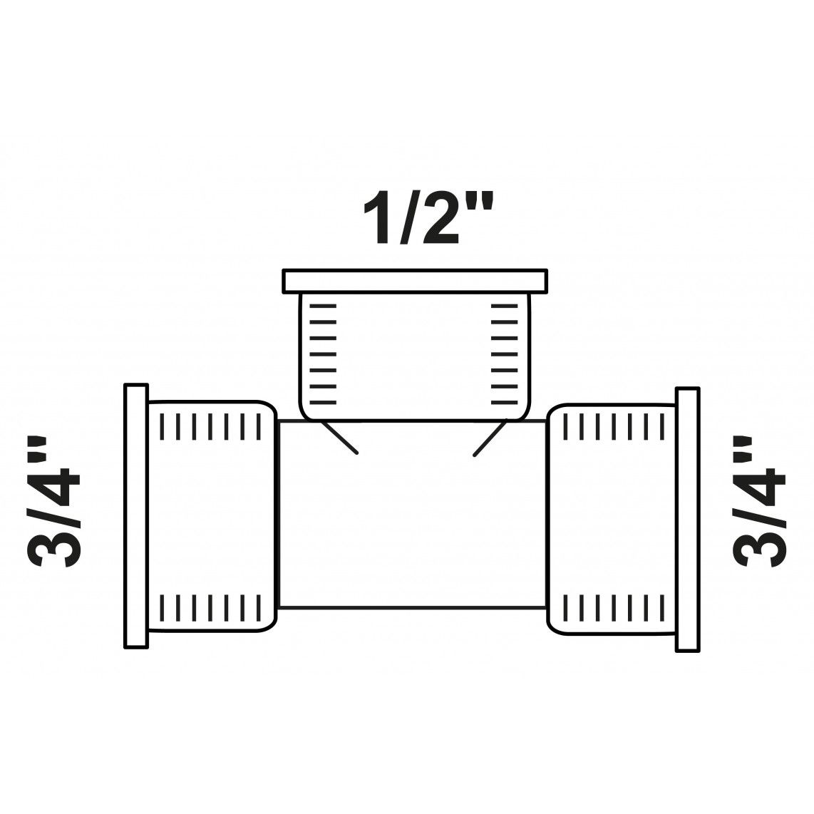 988957655 Tee reducer piece, red brass, 3/4" female x 1/2" female x 3/4" female vue 2