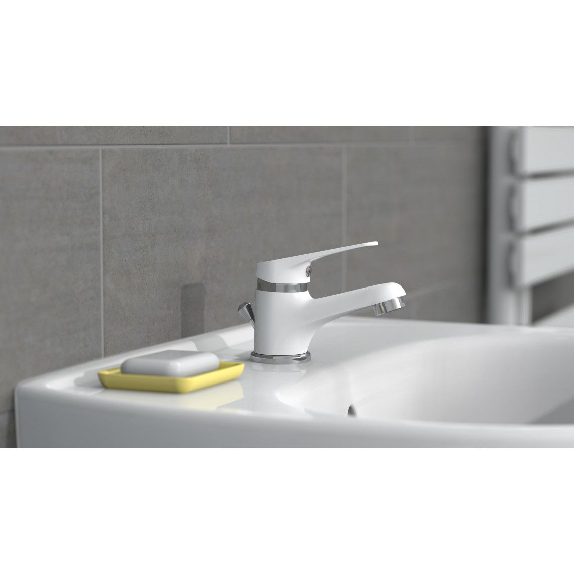 NI075SCR-W SPEED Wash basin mixer, white/ chrome vue 7