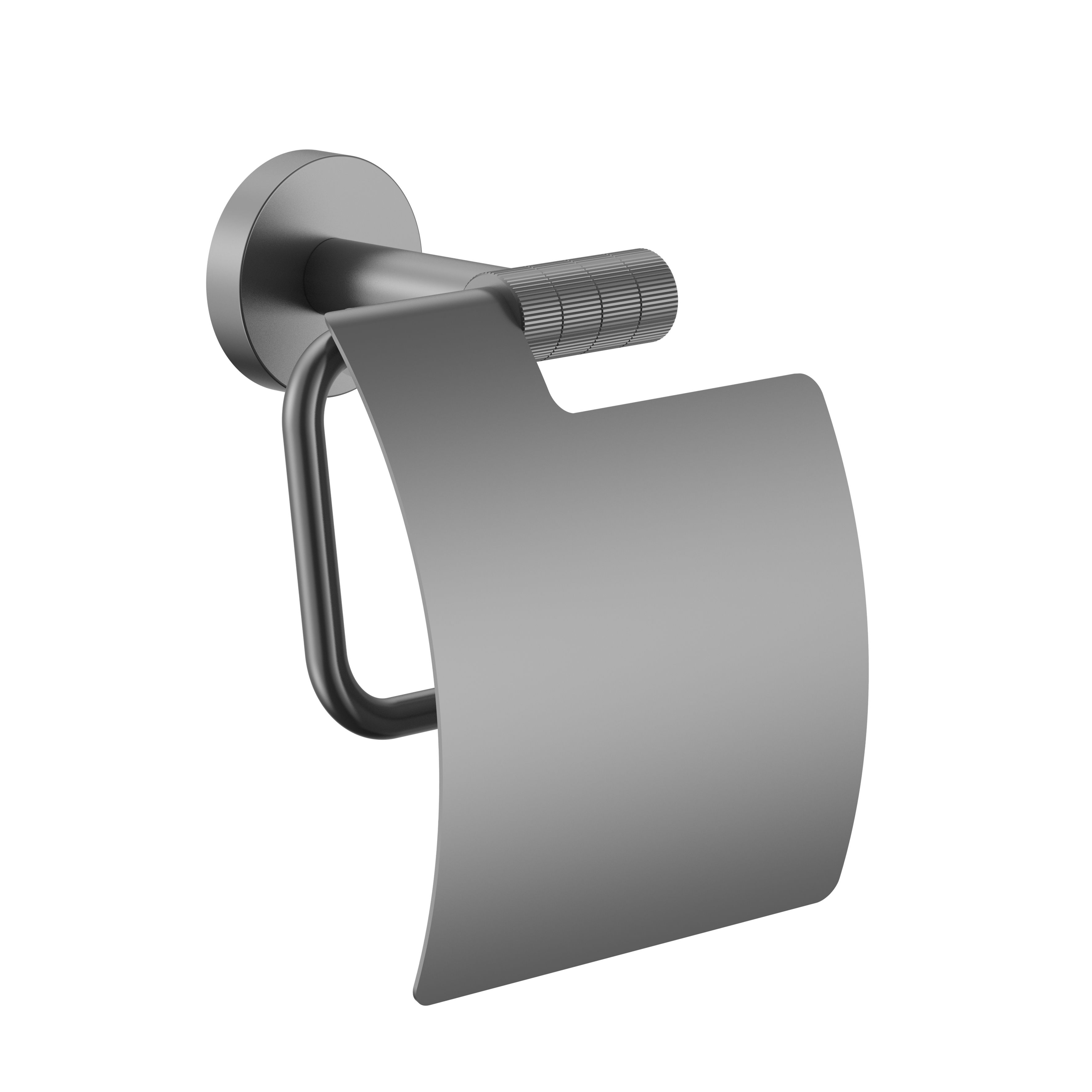 Stria Porte-papier Toilette Avec Couvercle – Finition Avec Structure Striée Raffinée – Gunmetal (pvd)
