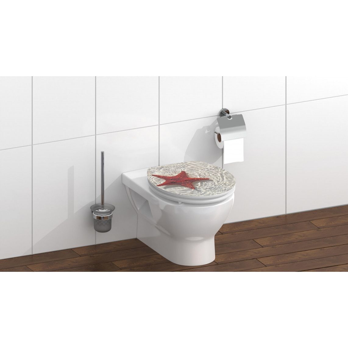 80541 MDF HG Toilet seat RED STARFISH, with soft close vue 8