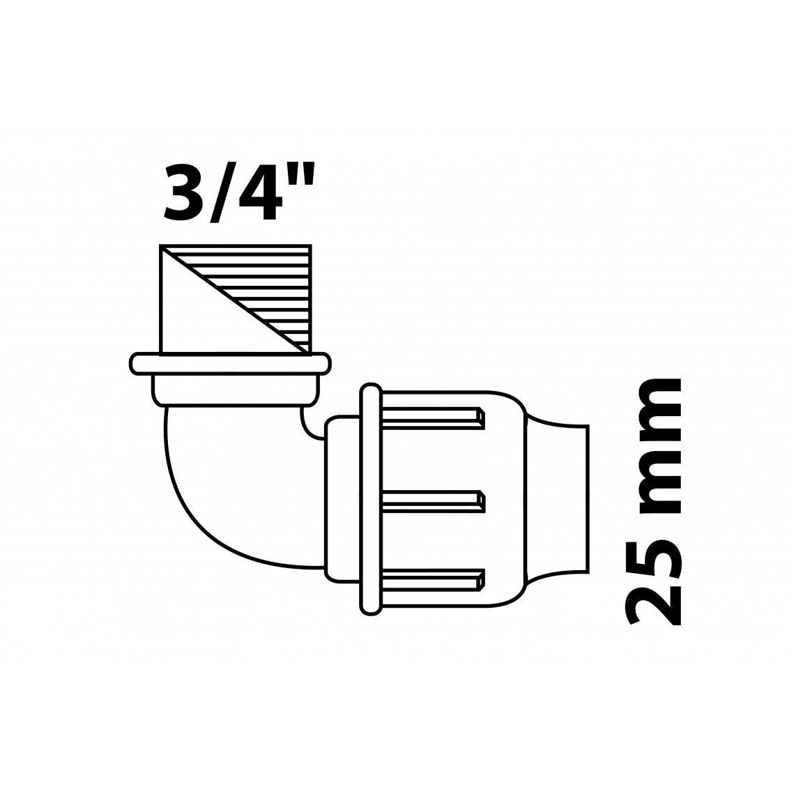 984846217 PP knie 90°, 25 mm x 3/4"BI, knelfitting voor tyleen/socarex vue 4
