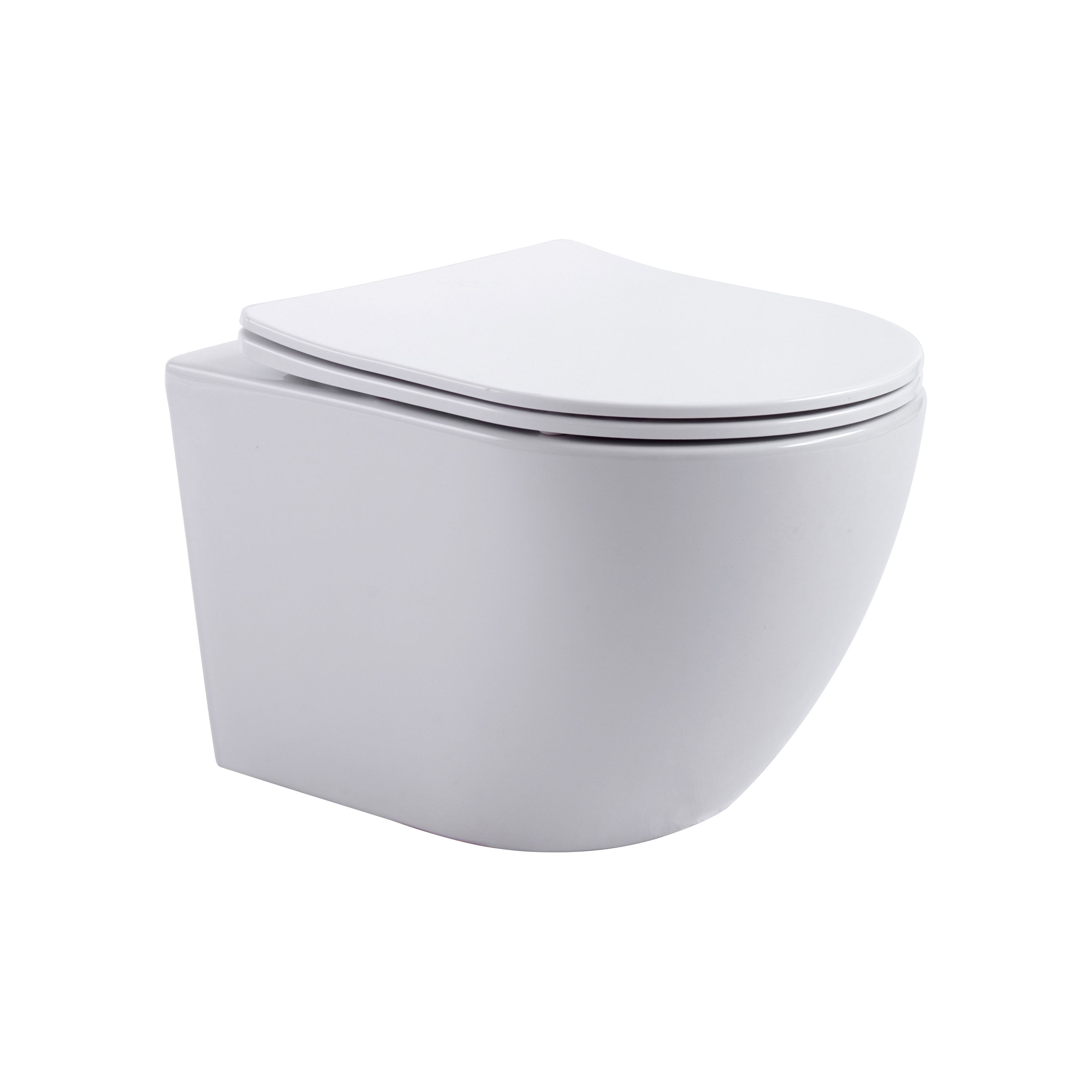 ALONI PRO WC SUSPENDU – TORNADO FLUSH – SANS BRIDE – AVEC ABATTANT – DUROPLAST – SOFT CLOSE – QUICK RELEASE – COMPACT 49 CM - 36X32X49 CM – BLANC BRILLANT vue 3