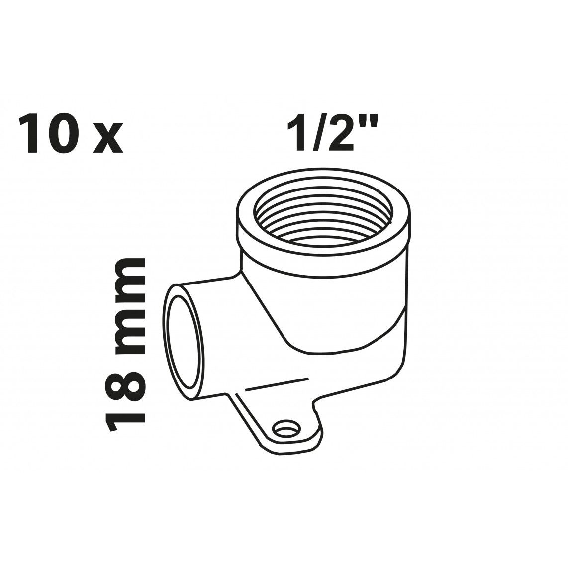 989128755 Elbow wall plate, red brass, 18 mm x 1/2" female, 1 socket (10x) vue 2