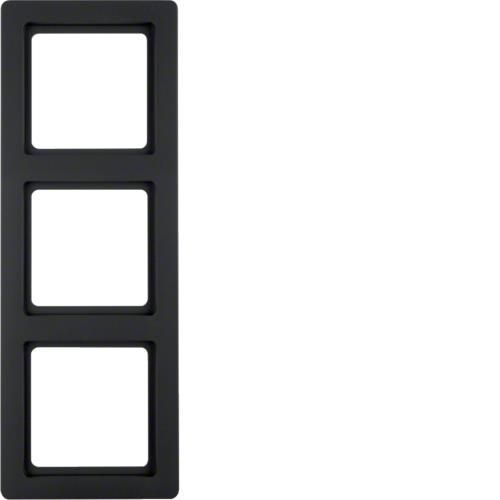Plaque de recouvrement 3 postes Berker Q.1 Anthracite, Velours