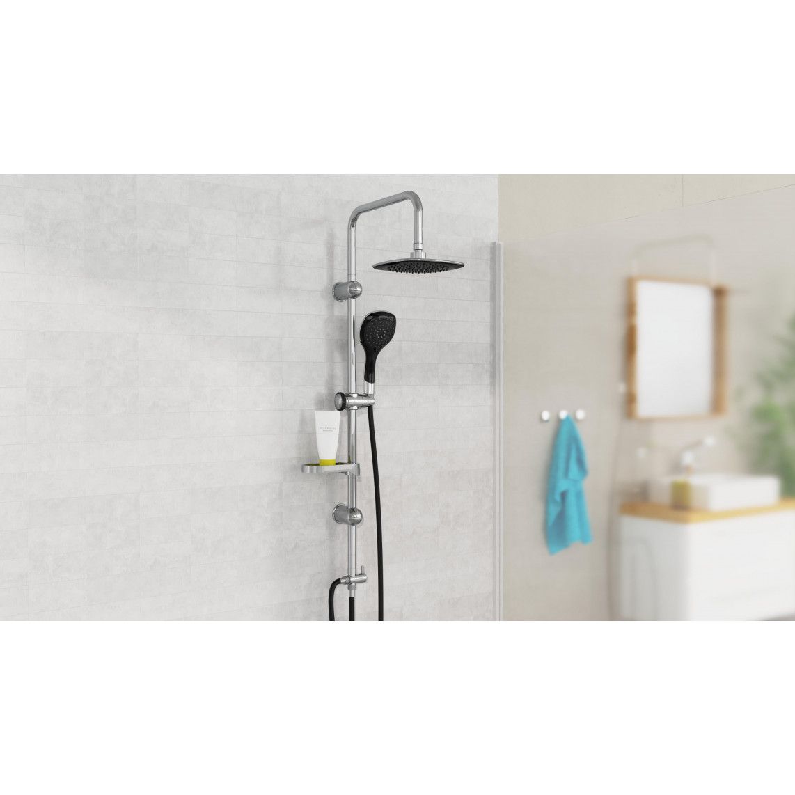 DXLD60088CS DUSCHTRAUM Overhead shower set, chrome/black vue 6