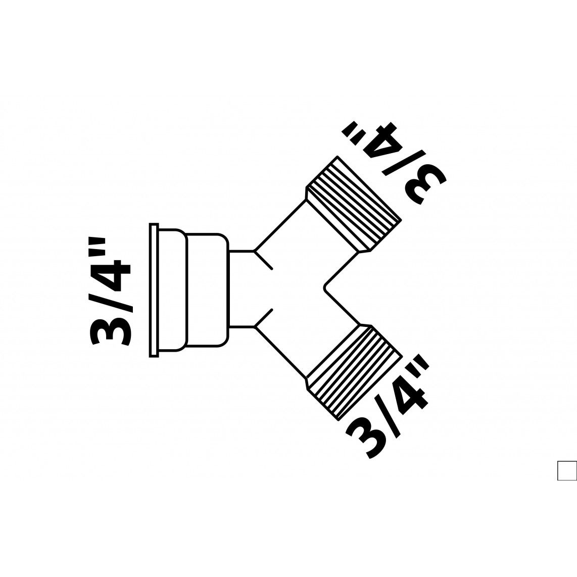 986186148 MS Y-fitting, blanco, 3/4"BI x 3/4"BU, vue 2