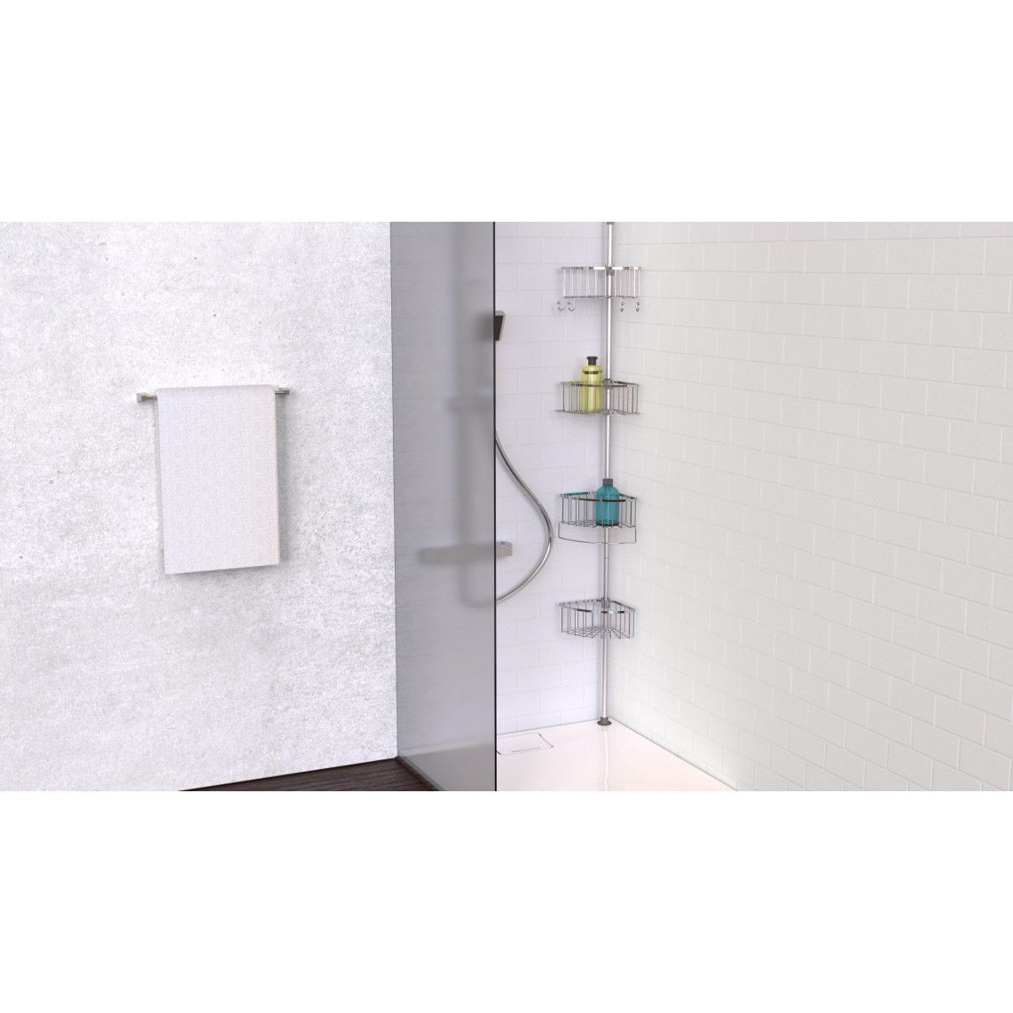 BA0920 Telescopic corner shelf, chrome vue 8