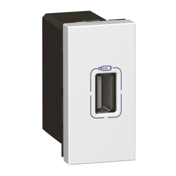 Mosaic alimentation USB 750mA 5V - 1 module Blanc