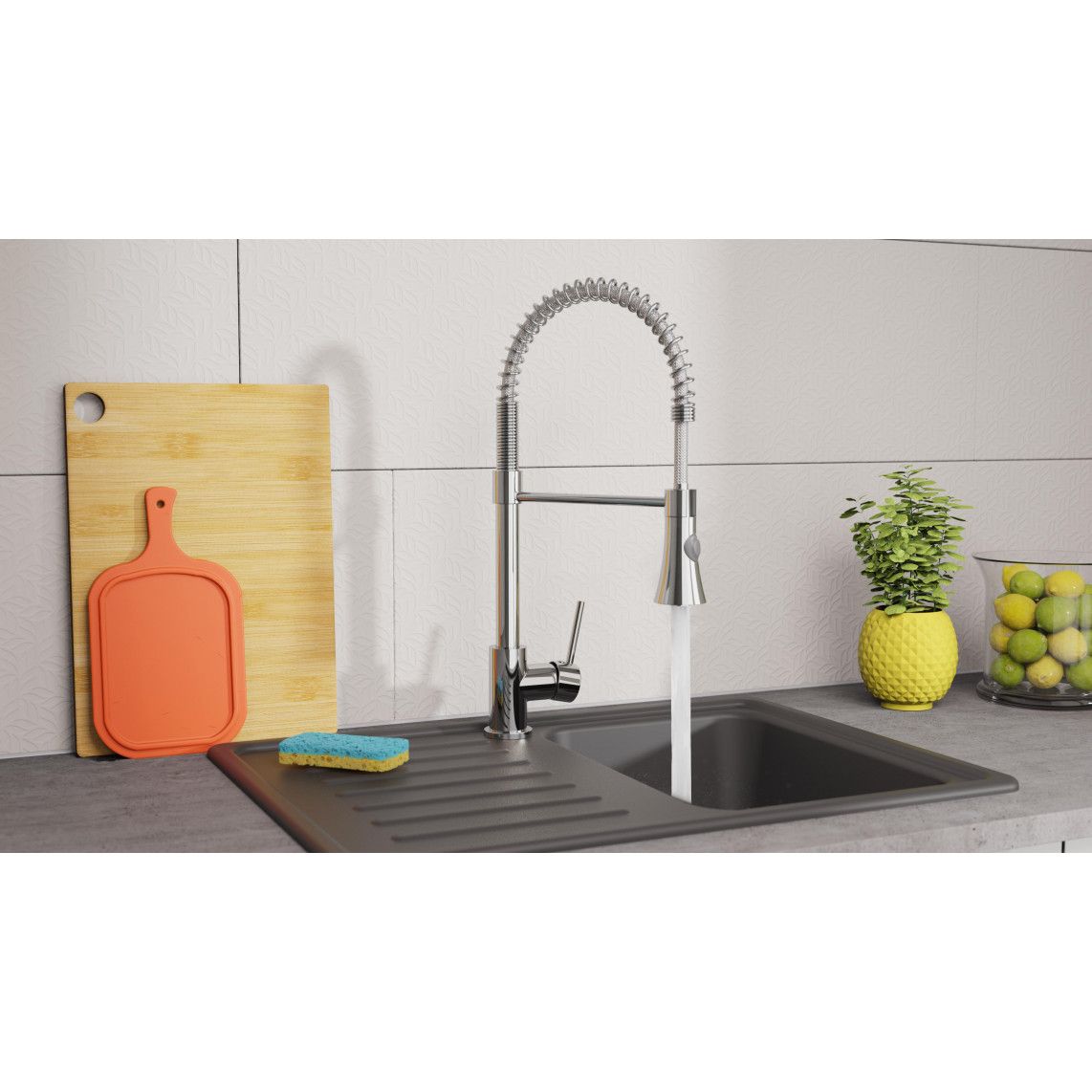 NI183ESCR-PR LEON Sink mixer, chrome, with pull-out sprayer vue 6