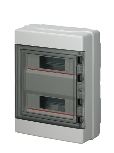 Coffret apparent 24 (2 x 12) modules porte transparente IP65 290 x 390 x 140mm avec kit d'installat.