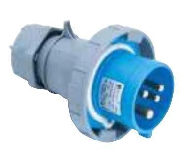 Fiche CEE mâle 4 x 16A Bleu IP67 9h