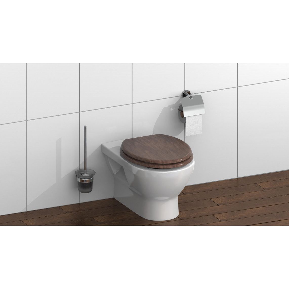 80193 MDF Toilet seat DARK WOOD, with soft close vue 8