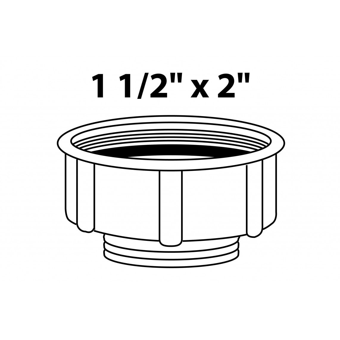 988377055 Reducer piece, plastic, white, 2" female x 1 1/2" male, for trap vue 2