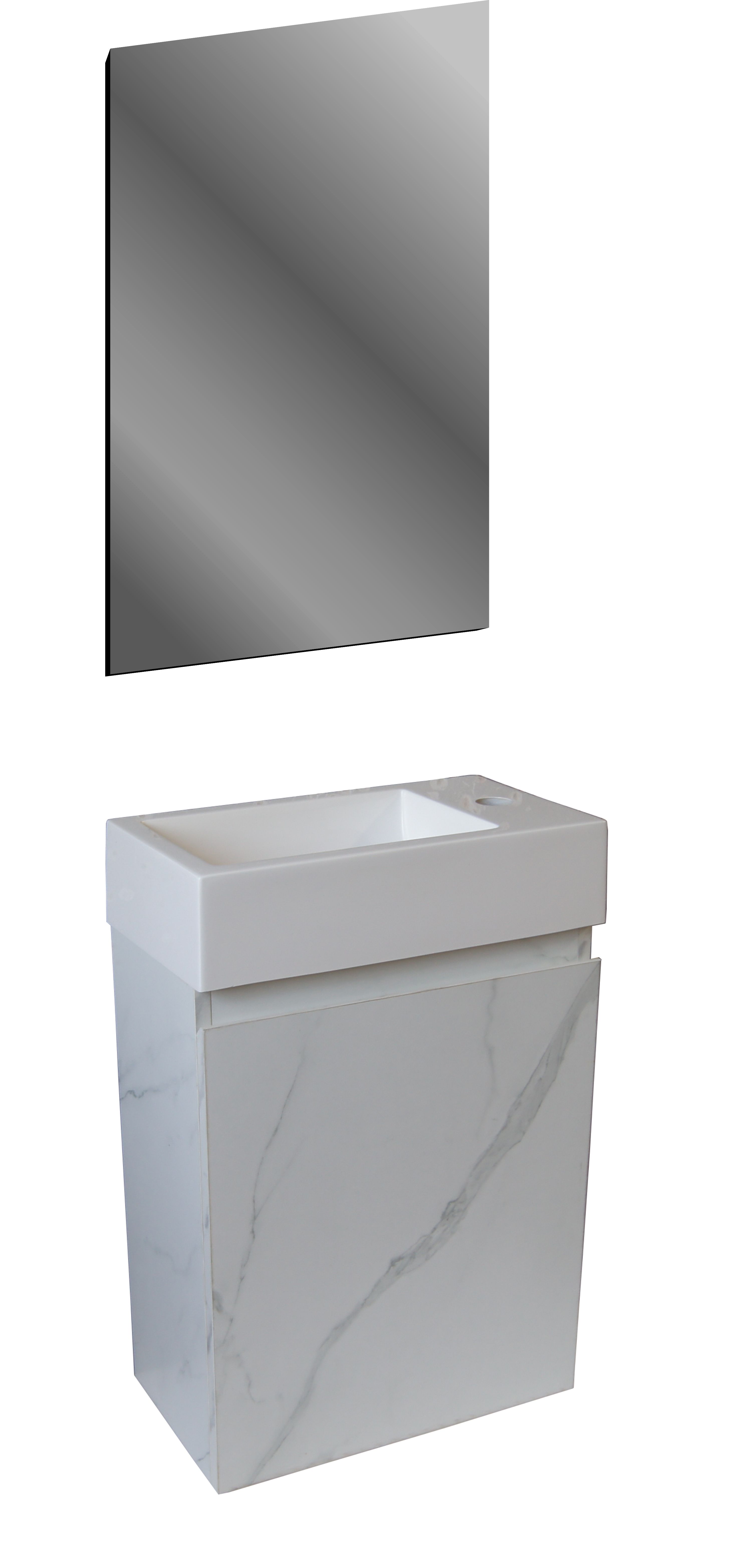 ALONI MKADO TOILETMEUBELONDERKAST - 1 DEUR - RECHTS - GREEPLOOS - SOFT CLOSE - 40X50X22,3 CM - WIT MARMER vue 4