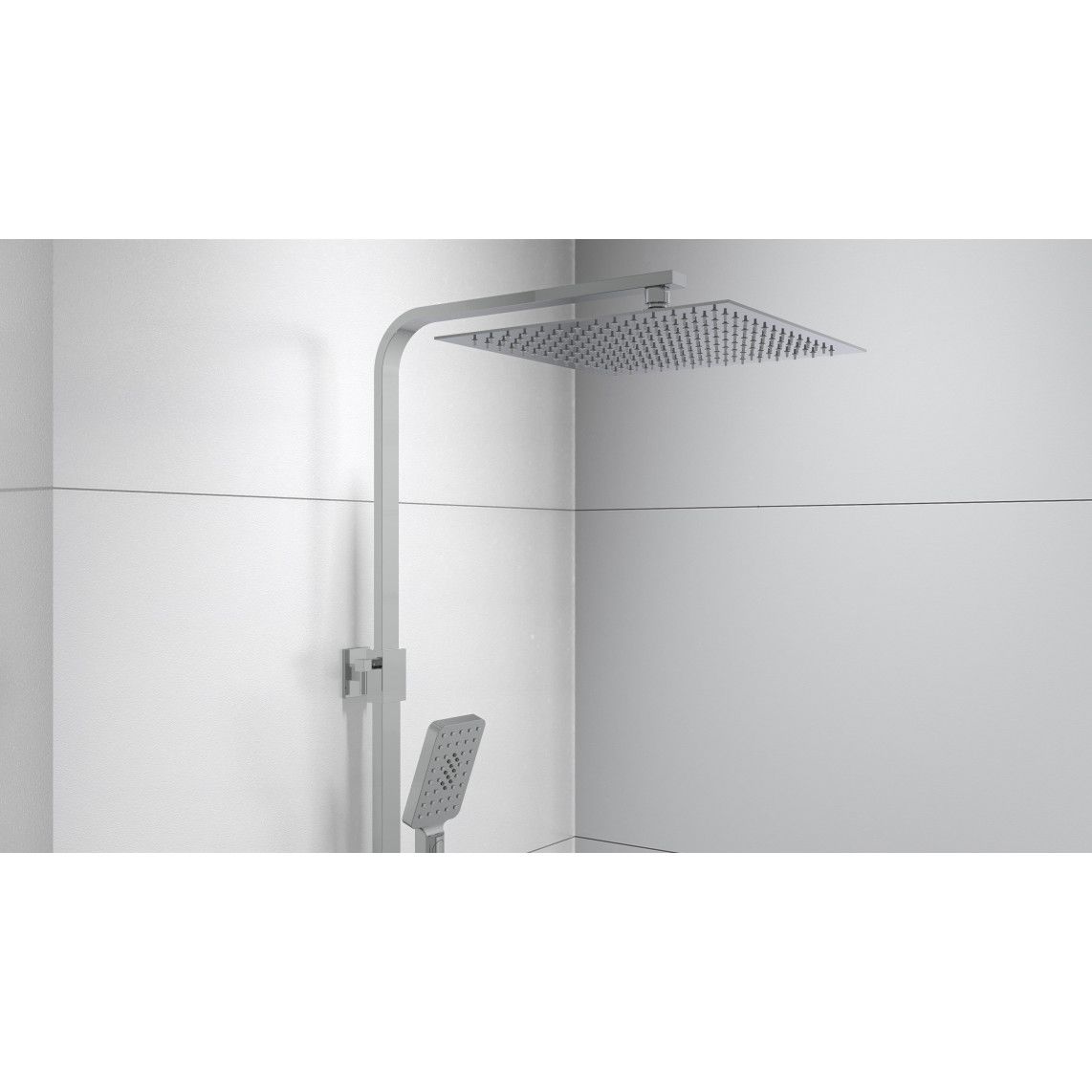 60530 OCEAN Overhead shower set, chrome/white, with thermostatic mixer, with tray vue 10