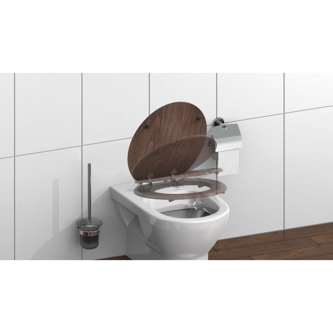 80193 MDF Toilet seat DARK WOOD, with soft close vue 9