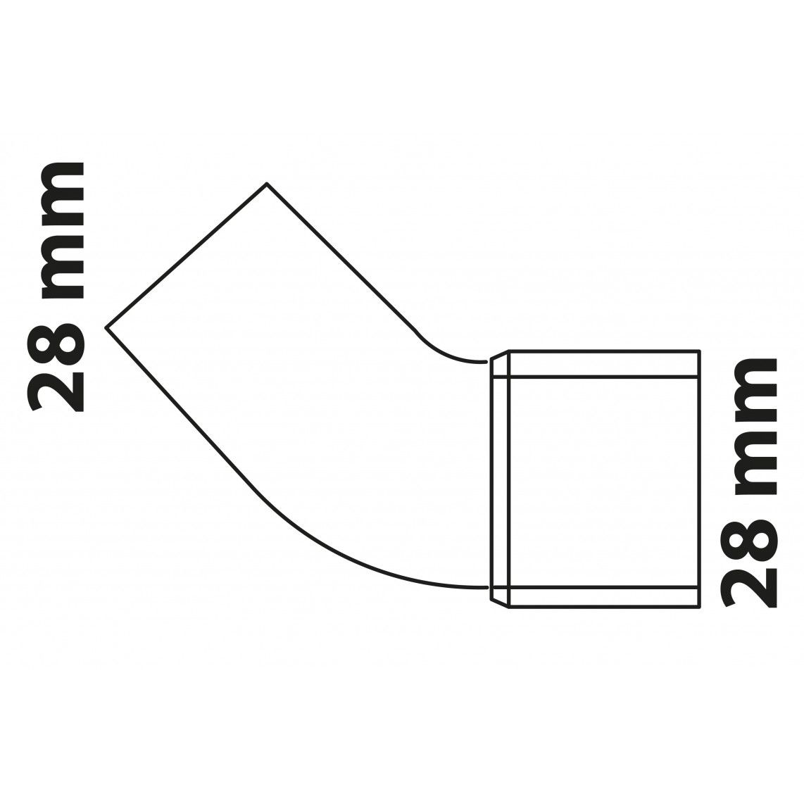 989145055 CU boog 45°, blanco, 28 mm, 1 mof (5040) vue 3