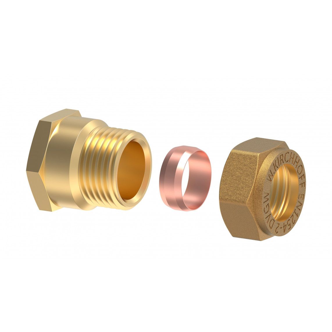 989456217 MS overgangsstuk, blanco, 15 mm x 1/2"BI, knelfitting voor koperen buis vue 3