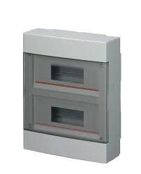 Coffret apparent 24 modules Gris avec porte transparente IP40 dim: 280 x 350 x 100 + kit d'inst.