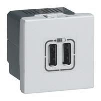 Mosaic alimentation 2 x USB 1500mA 5V - 2 modules Alu