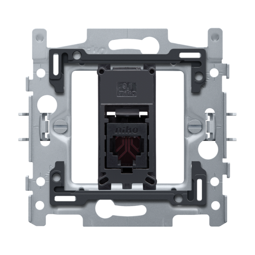 1 connexion RJ11 UTP, modèle plat, y compris cadre de montage 60 x 71 mm avec fixation par griffes