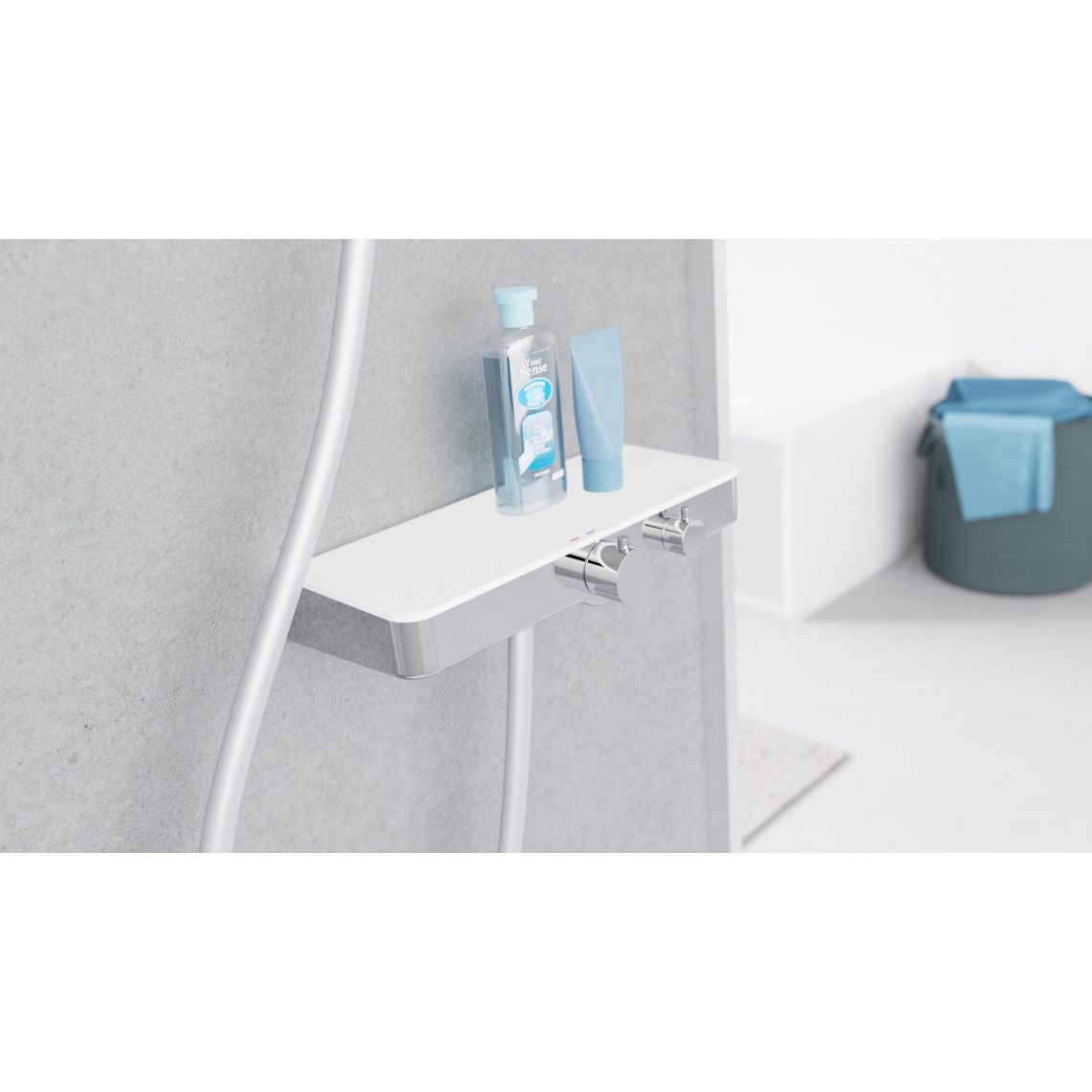 60535 OCEAN Thermostatische douchekraan, chroom/wit, met planchet vue 10