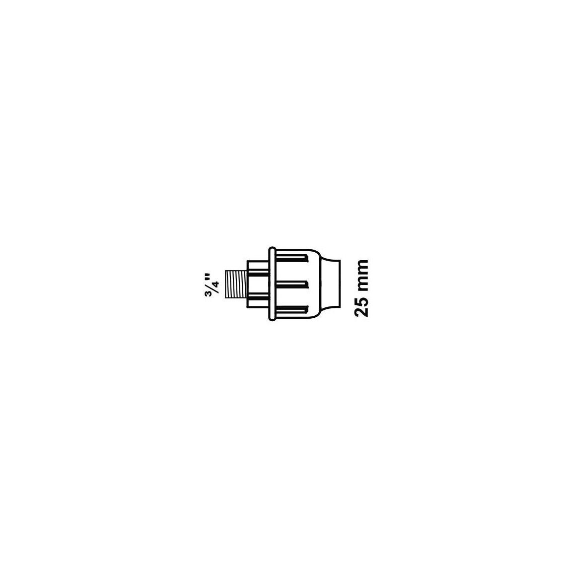 984842217 PP overgangsstuk, 25 mm x 3/4"BU, knelfitting voor tyleen/socarex vue 2