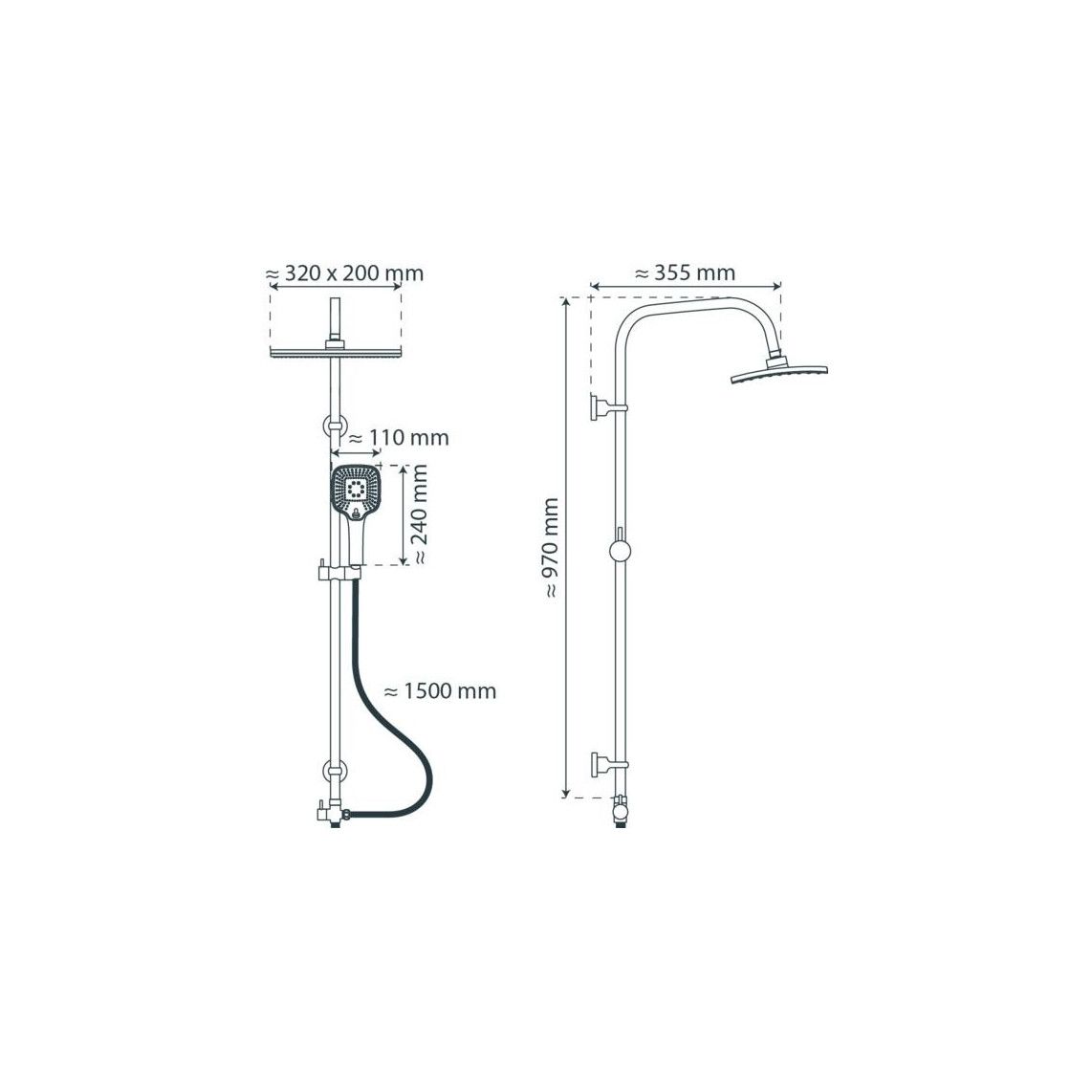60660 MALLORCA Overhead showerset, chrome vue 2