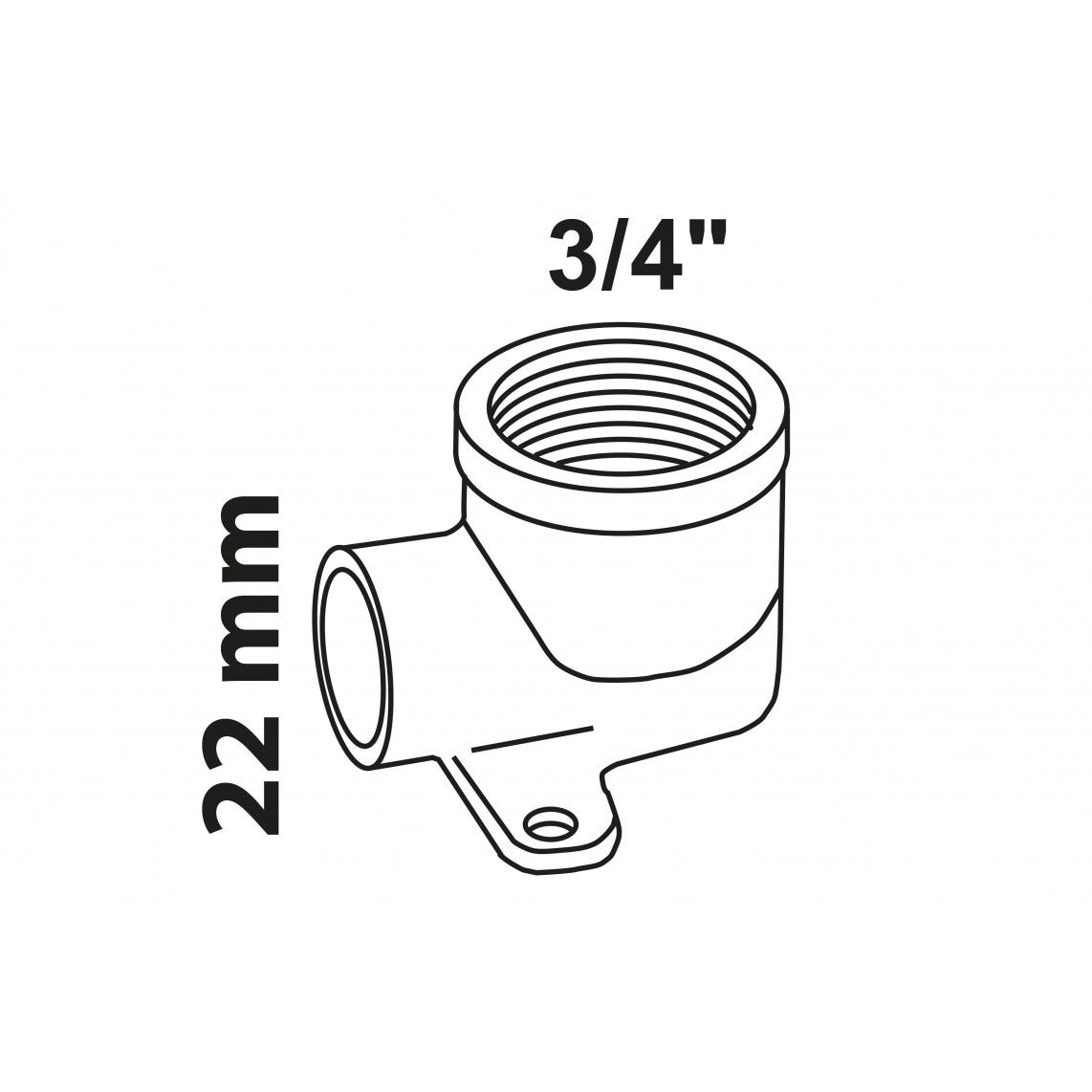 989124017 Elbow wall plate, red brass, 22 mm x 3/4" female, 1 socket vue 2