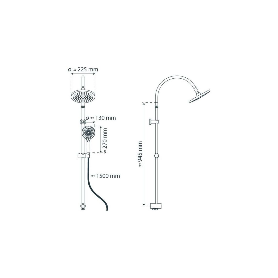 60627 MATAO RAIN Overhead shower set, chrome/ black matt vue 2