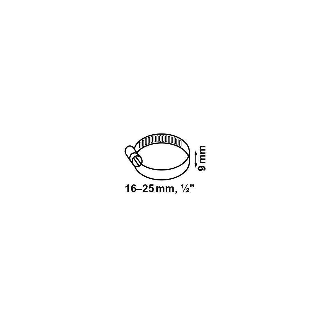 98539358 slangklem 9 mm Bandbreedte, gegalvaniseerd, 16 - 25 mm, voor 1/2" vue 2
