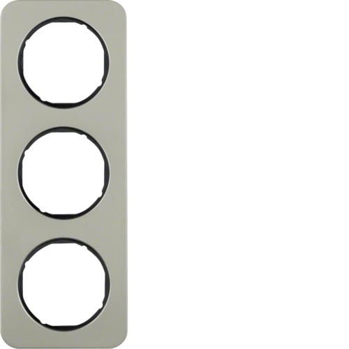 Plaque de recouvrement 3 postes Berker R.1 Acier Inox / Noir