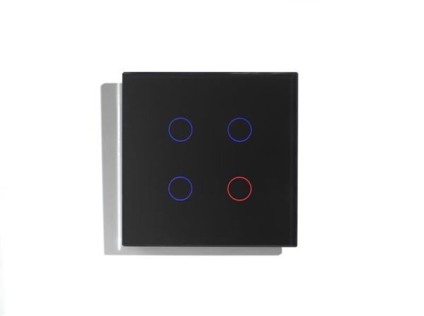 Interrupteur intelligent verre Noir, 4 boutons RGB