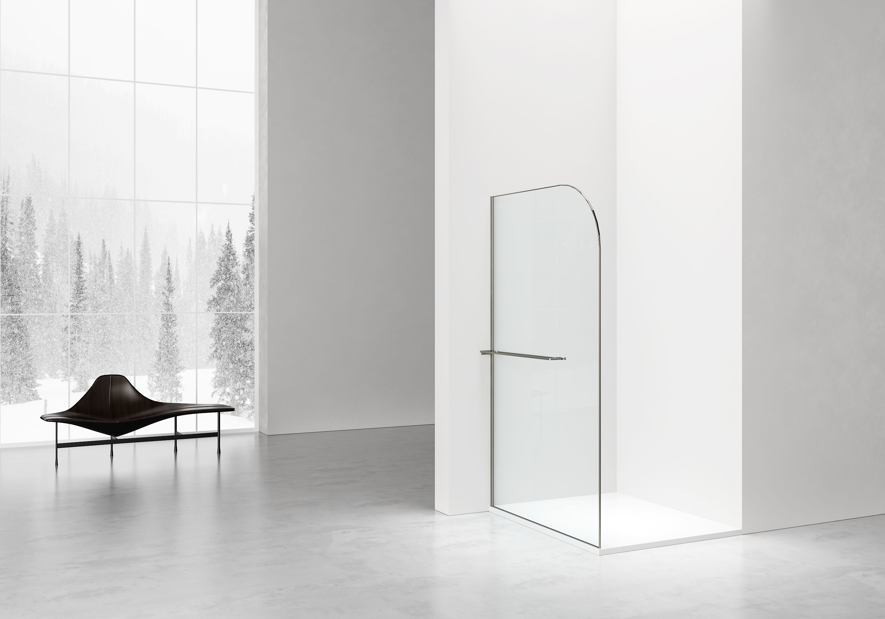 CURVY DOUCHE À L'ITALIENNE AVEC PORTE-SERVIETTE - COURBÉE - TRAITEMENT ANTI-CALCAIRE - RÉVERSIBLE - VERRE DE SÉCURITÉ 8MM - 120X200CM - GUNMETAL - VERRE CLAIR vue 2