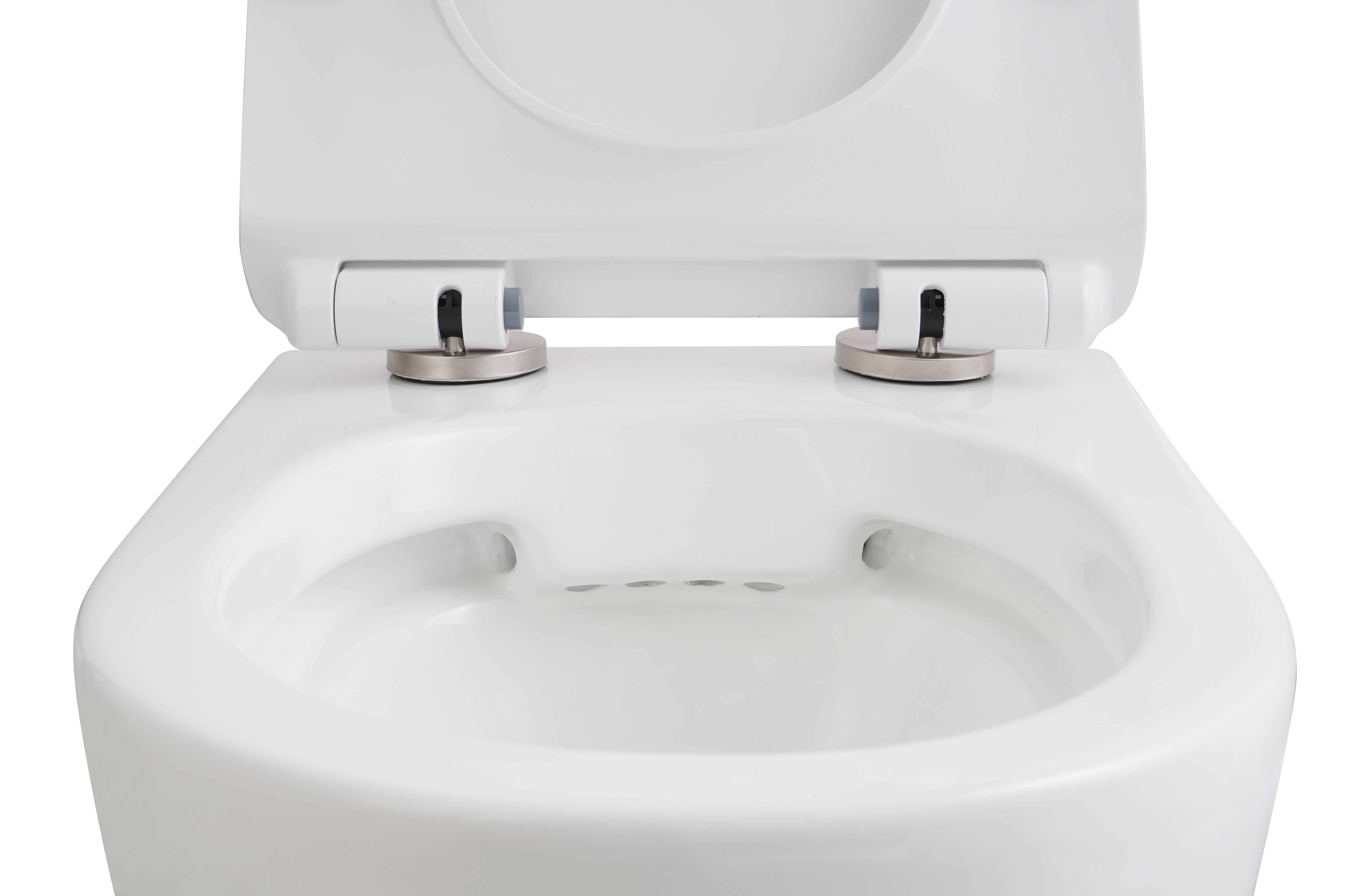 ALONI ECO WC SUSPENDU – SANS BRIDE – AVEC ABATTANT – DUROPLAST – SOFT CLOSE – QUICK RELEASE – COMPACT 49 CM – 36X36X49 CM – BLANC BRILLANT vue 5