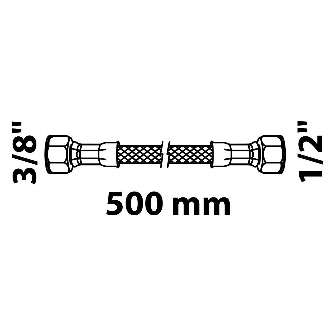 98628038 Flexaansluitslang 500 mm, 1/2"BI x 3/8"BI vue 2