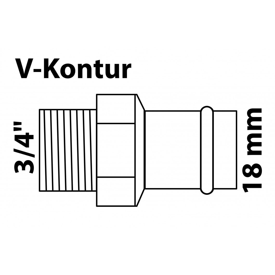 988623154 Transition nipple, press fitting for copper V-profile, 18 mm x 3/4" male, 1 socket vue 2