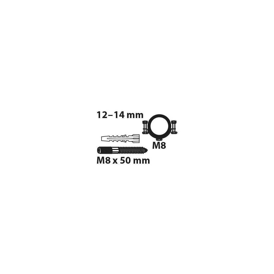 973550255 buisklem, 12 - 14 mm, geluiddicht, voor 1/4", met stokschroef M8 x 50 mm (2x) vue 2