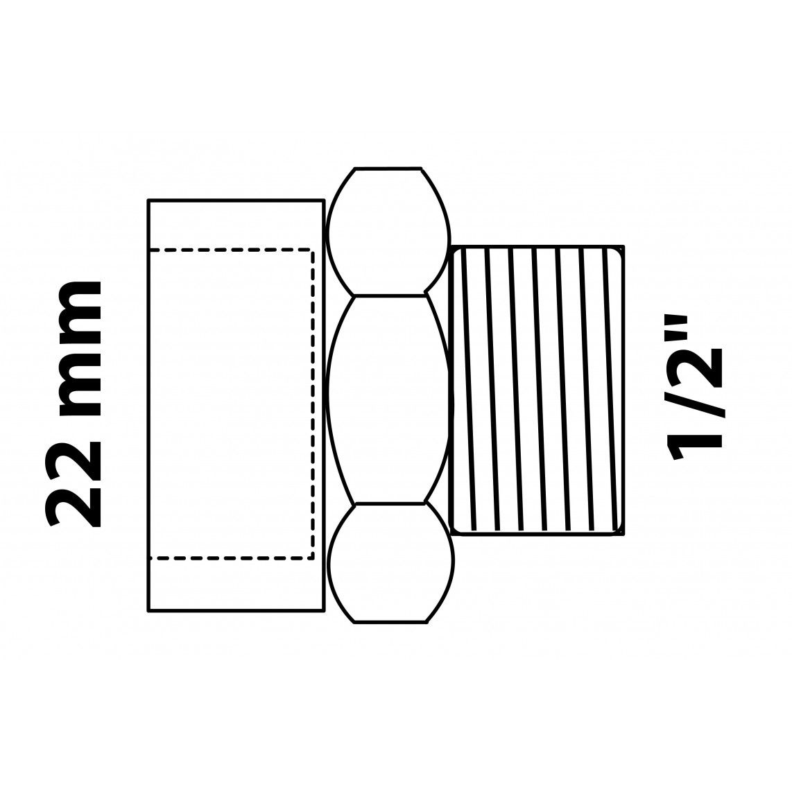 989089055 Transition nipple, red brass, 22 mm x 1/2" male, 1 socket vue 2