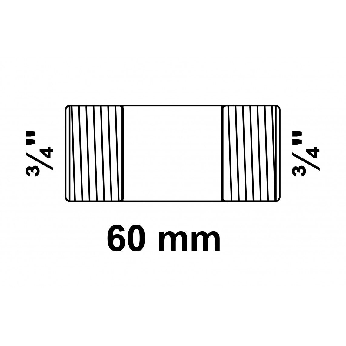 989823160 Barrel nipple, malleable galvanized, 3/4" x 60 mm (5x) vue 2