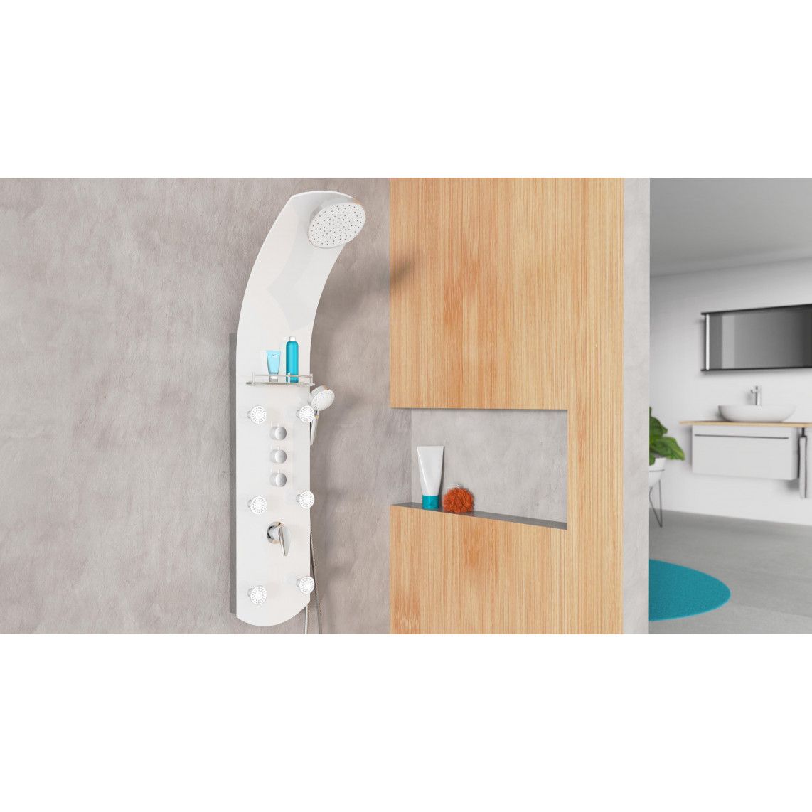 ORSP-YMSBW KARIBIK Shower panel, white vue 7