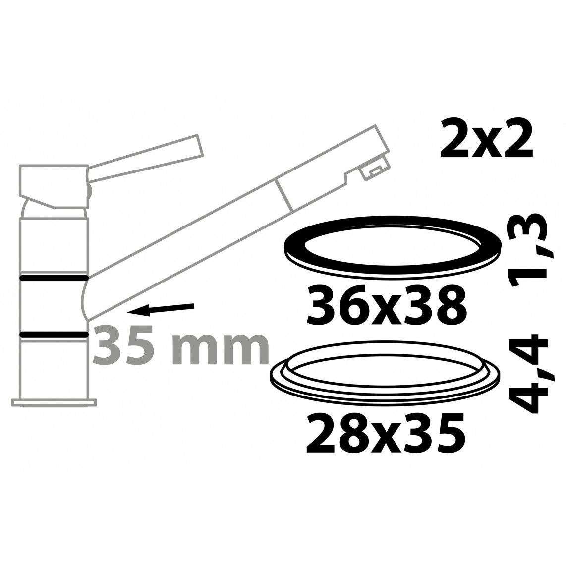 98697210 Lip gasket and sliding ring, for swivel mixer 35 mm (2x2) vue 2