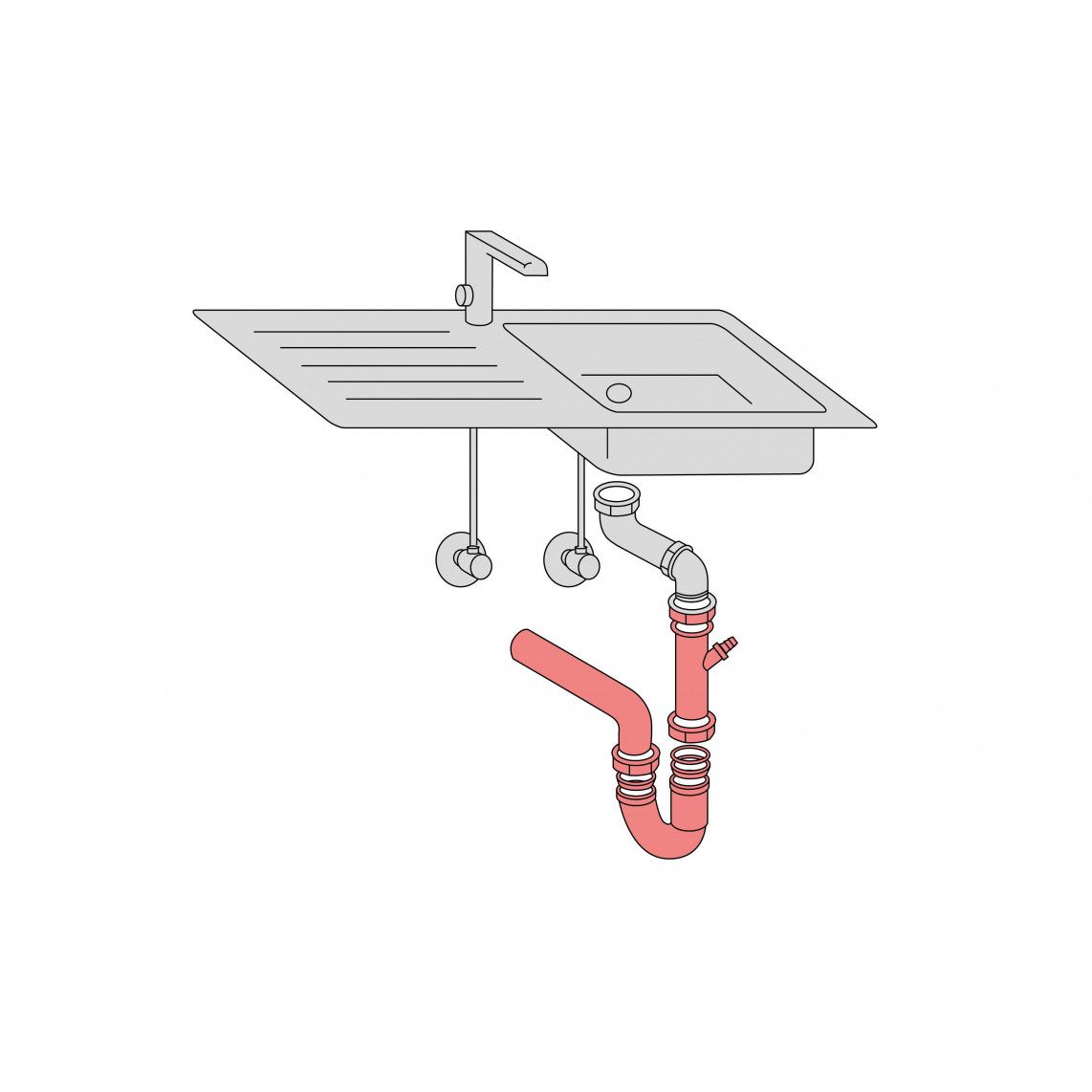 98836549 ECO-SAVE KS Flex spoelbakken-buissifon, Grijs, 1 1/2" x 3/4"T x 40/50 mm, met toestelaansluiting vue 7