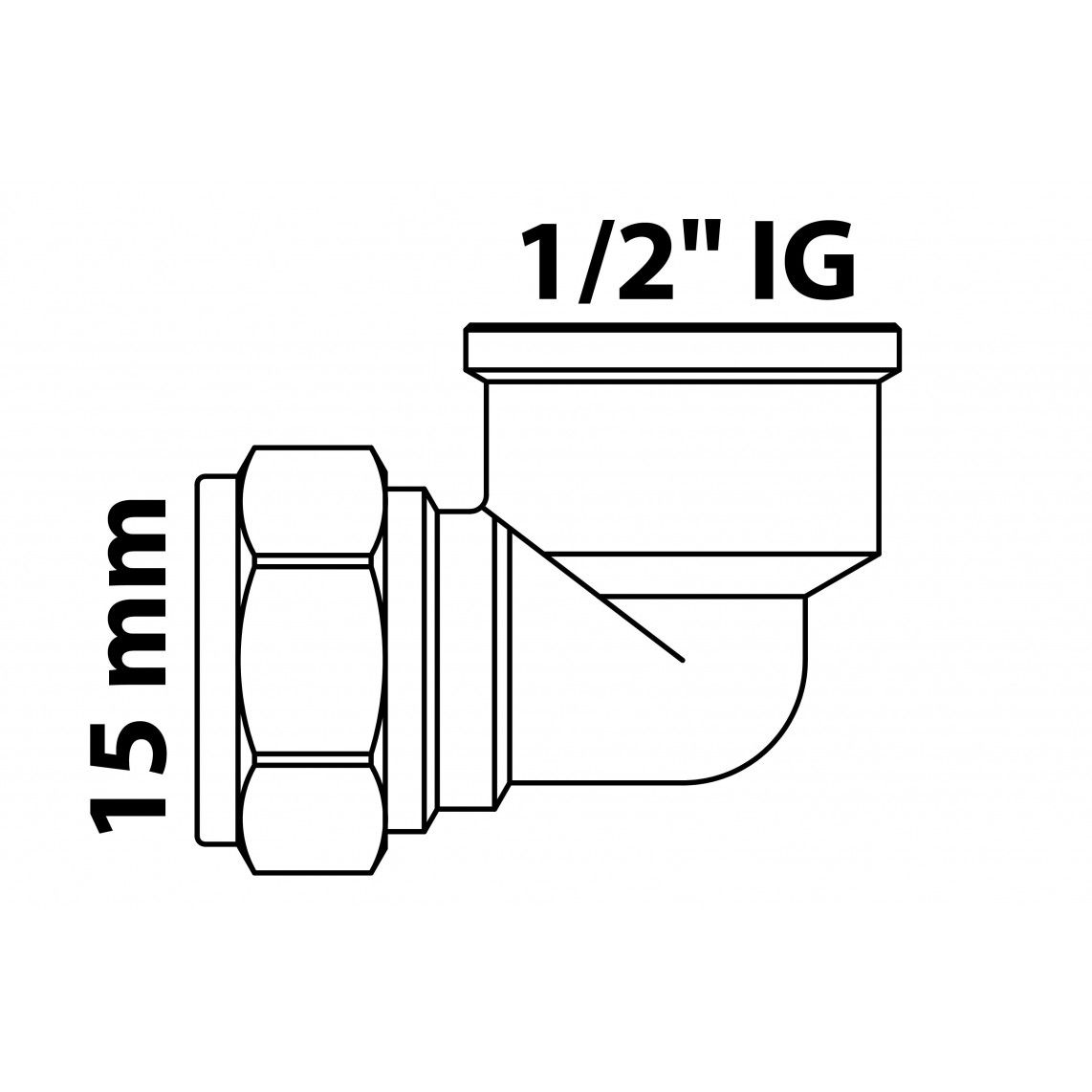 989452117 Brass angle 90°, brass, 15 mm x 1/2" female, clamp fitting for copper pipe vue 5