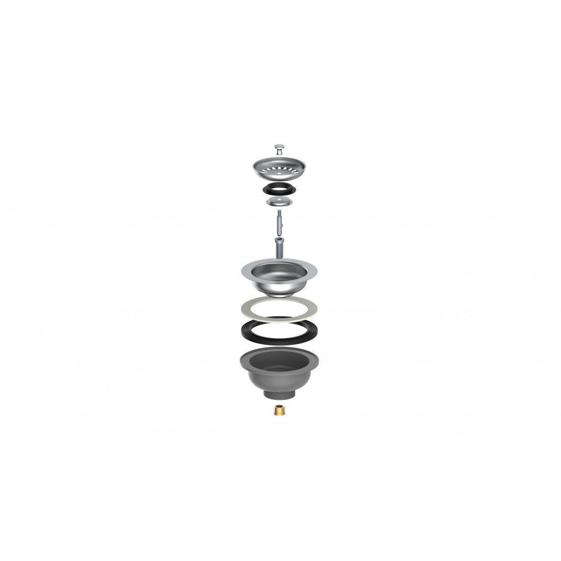 98835249 ECO-SAVE Basket valve, plastic, grey, 1 1/2" male, stainless steel valve cup & sieve Ø 114 mm vue 4