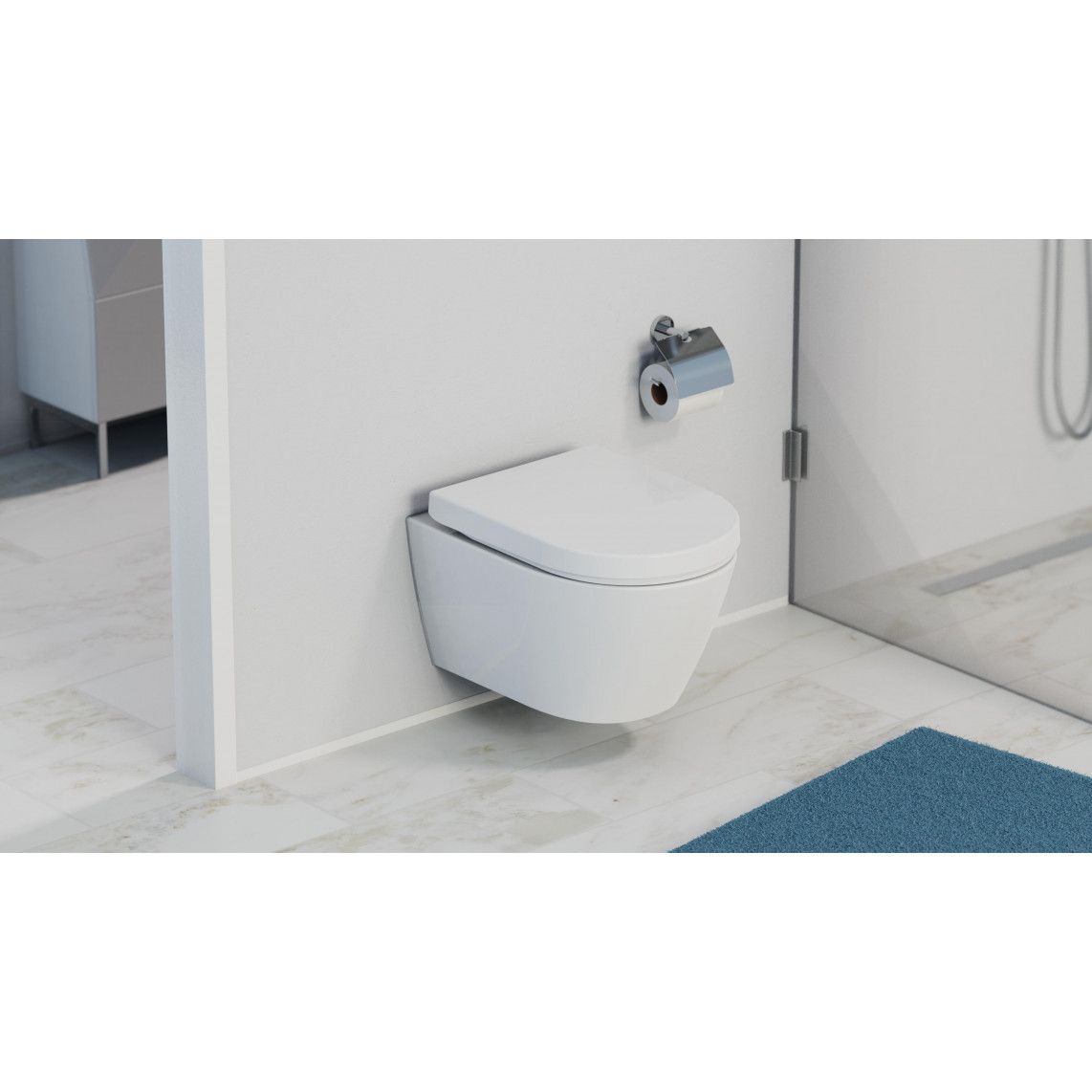 82910 Duroplast WC-zitting D-vorm WHITE, met valrem en afneembaar vue 9