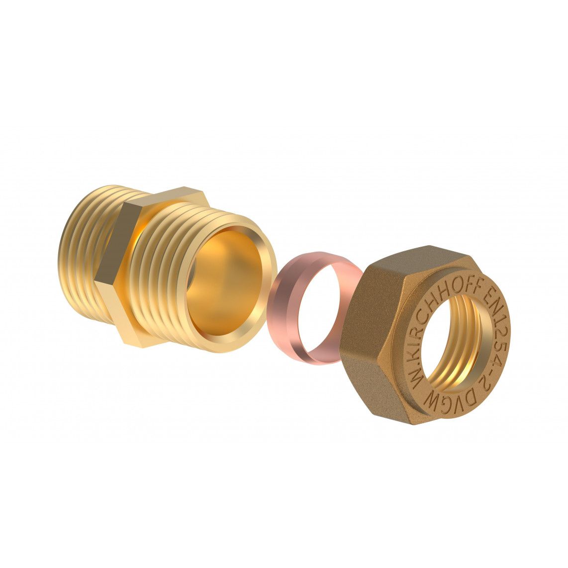 989457117 MS overgangsstuk, blanco, 12 mm x 3/8"BU, knelfitting voor koperen buis, vue 3