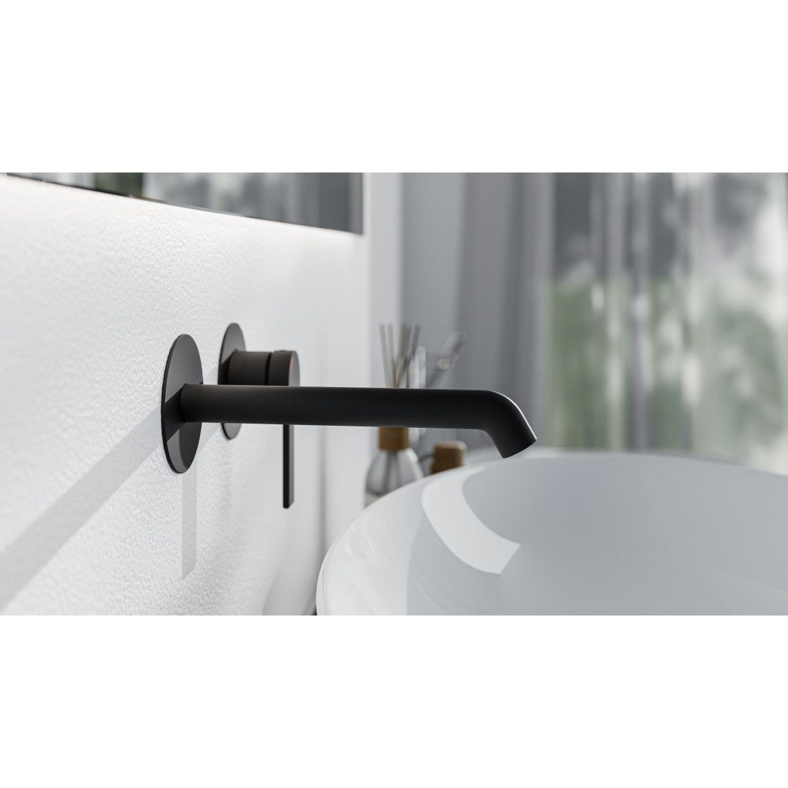 33166 LOS ANGELES Wash basin mixer, black matt, for wall fixing vue 10