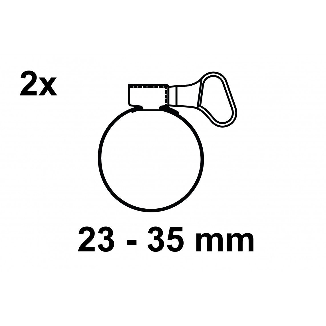 987363155 slangklem met Vleugelhandgreep 9 mm Bandbreedte, RVS, 23 - 35 mm (2x) vue 2