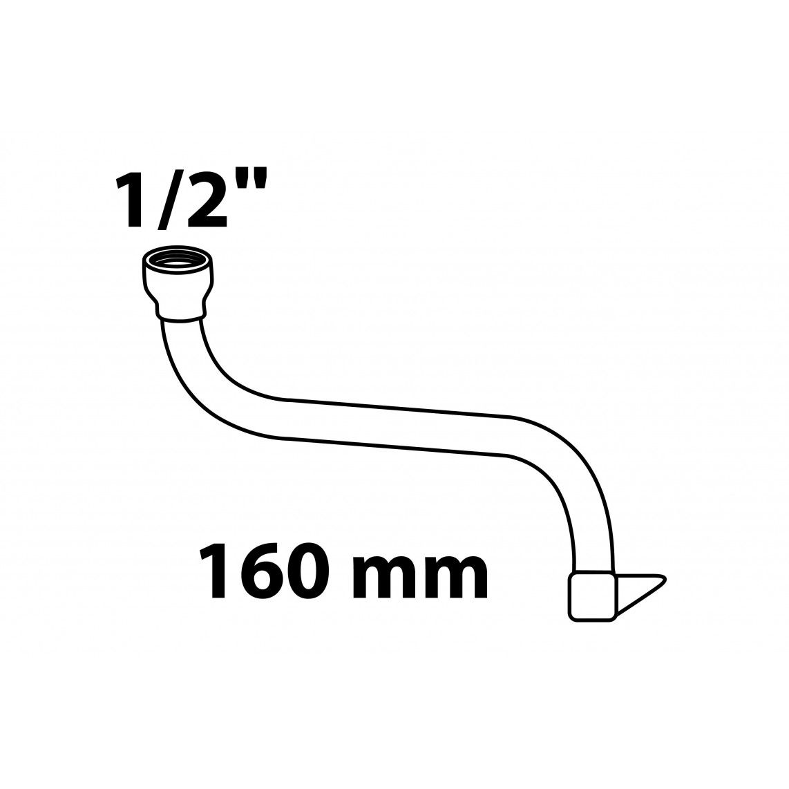 98957118 S-buisuitloop, chroom, 1/2" x 160 mm vue 2